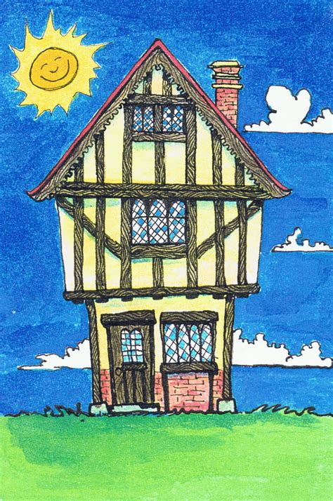 tudor house drawing for kids.